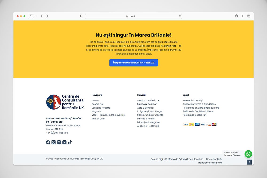 Studiu de Caz: Centru de Consultanță Români UK CIC