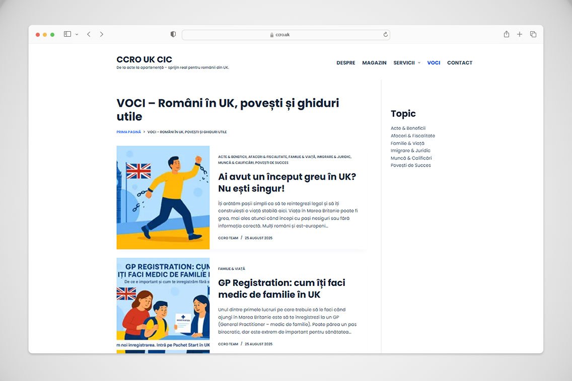 Studiu de Caz: Centru de Consultanță Români UK CIC