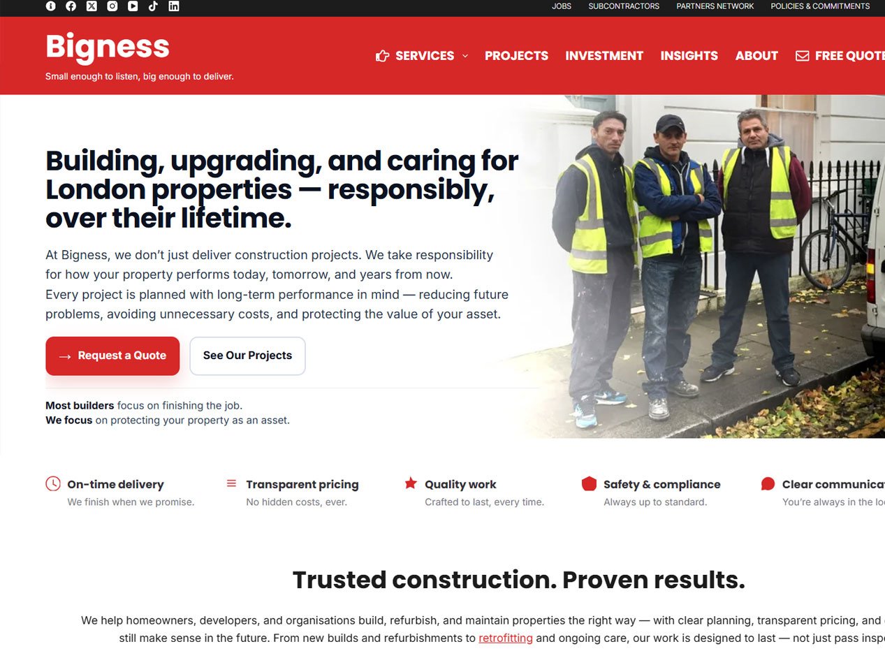 Firmă construcții - Landing dedicat + campanii locale + tracking apeluri.